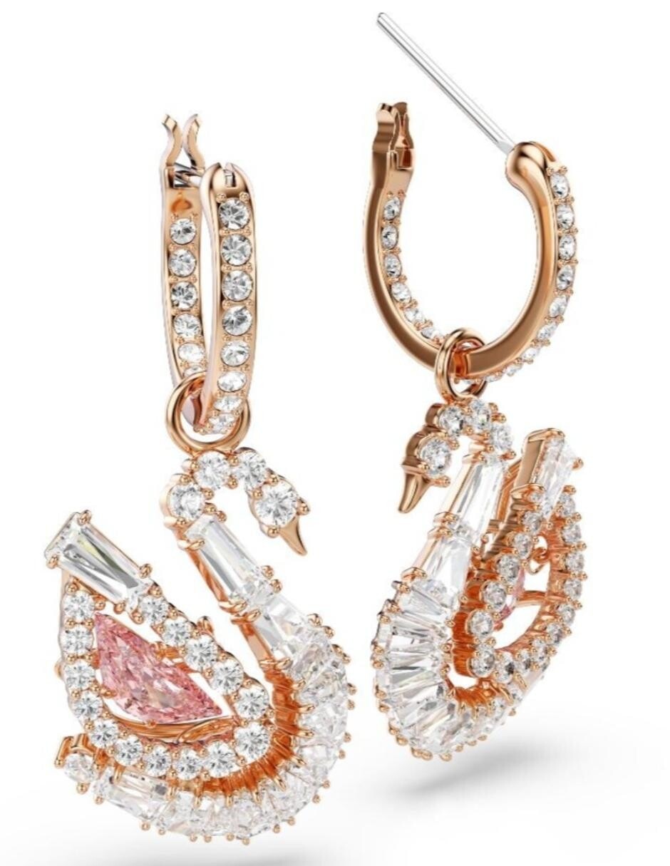 Aretes largos de cisne Swan con acabado brillante 3