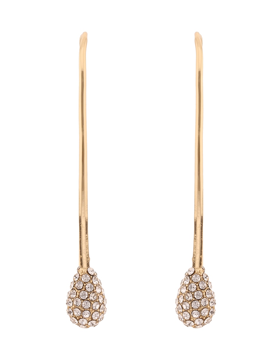 Aretes largos de gota Ashlyn con acabado pavé cristal