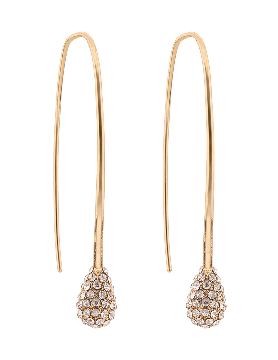 Aretes largos de gota Ashlyn con acabado pavé cristal 2