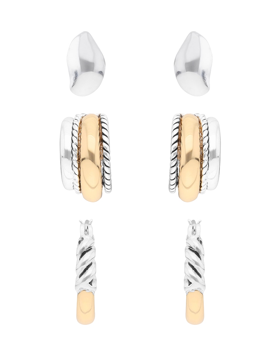 Set de aretes Mixed Tunes con acabado brillante