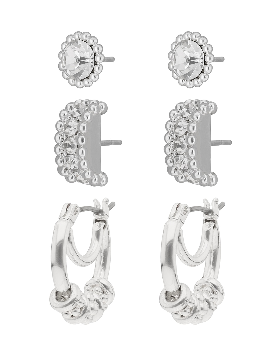 Set de aretes Social Life con acabado pavé cristal 2