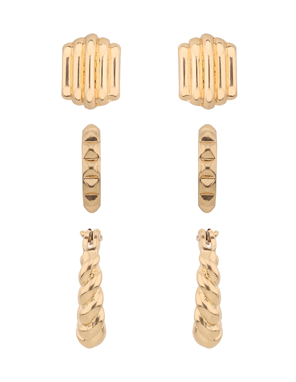 Set de aretes Basic Mtl Ears F2 con acabado brillante