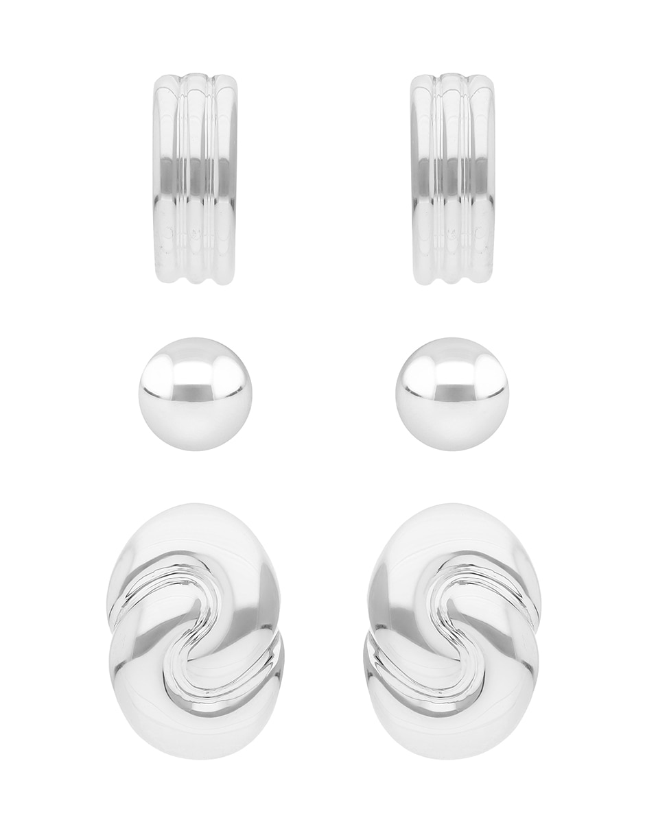 Set de aretes Metal Ears con acabado brillante