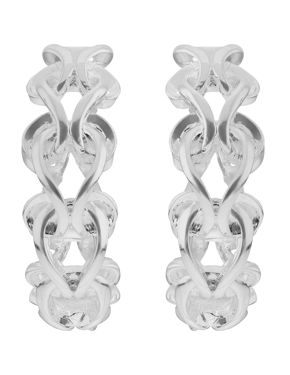 Aretes de aros Silver Loops con acabado plateado