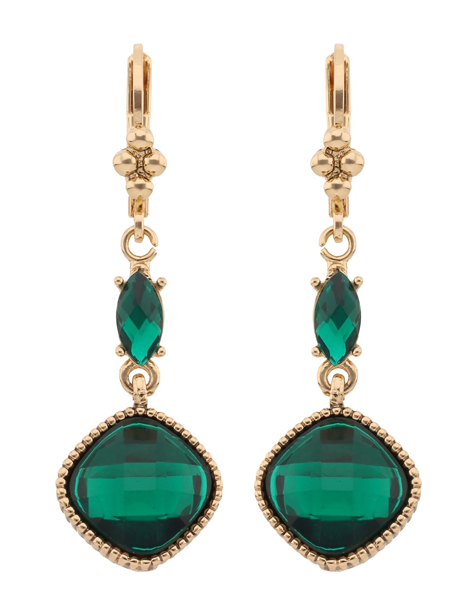 Aretes largos cuadrados Holiday Key Item con acabado brillante cristal 1