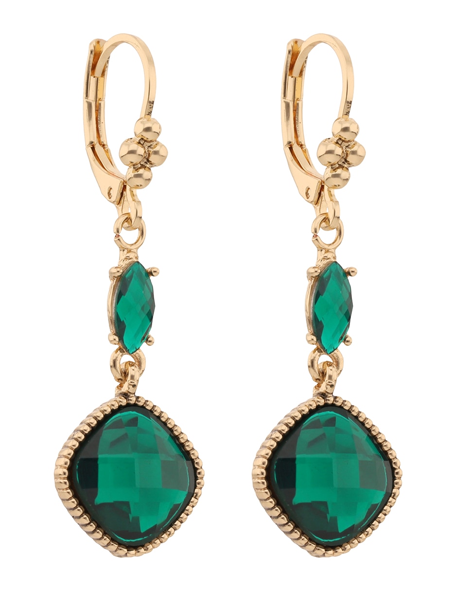 Aretes largos cuadrados Holiday Key Item con acabado brillante cristal 2