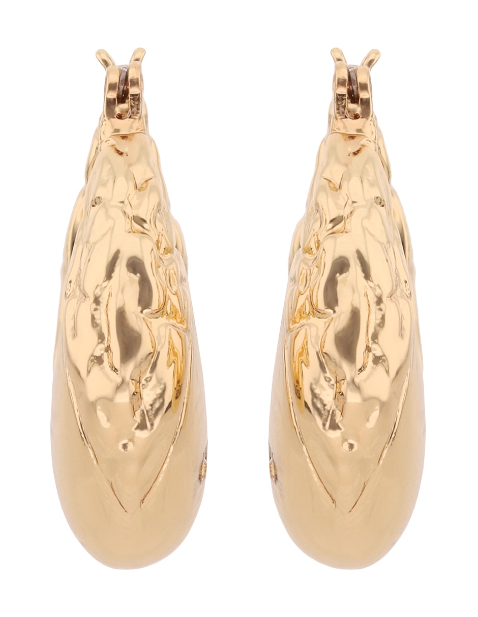 Aretes cortos circulares Gold Textures con acabado brillante