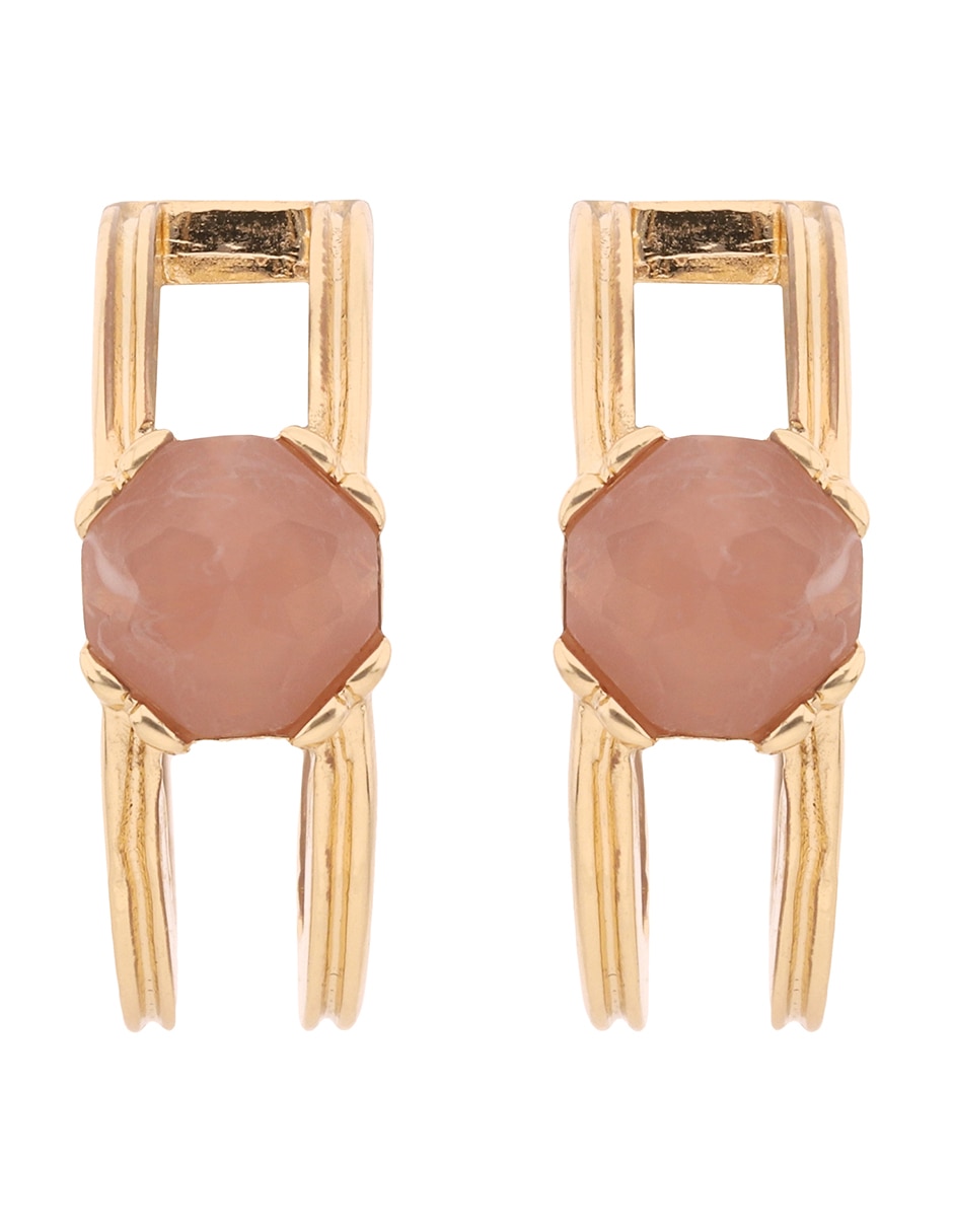 Aretes cortos de letra C Set In Stone con acabado brillante
