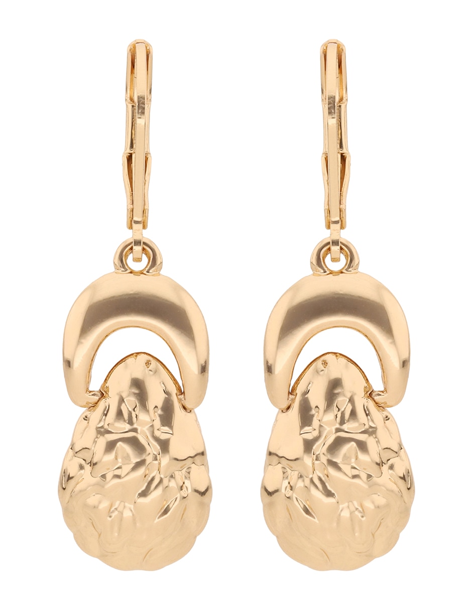 Aretes largos Gold Textures con acabado brillante