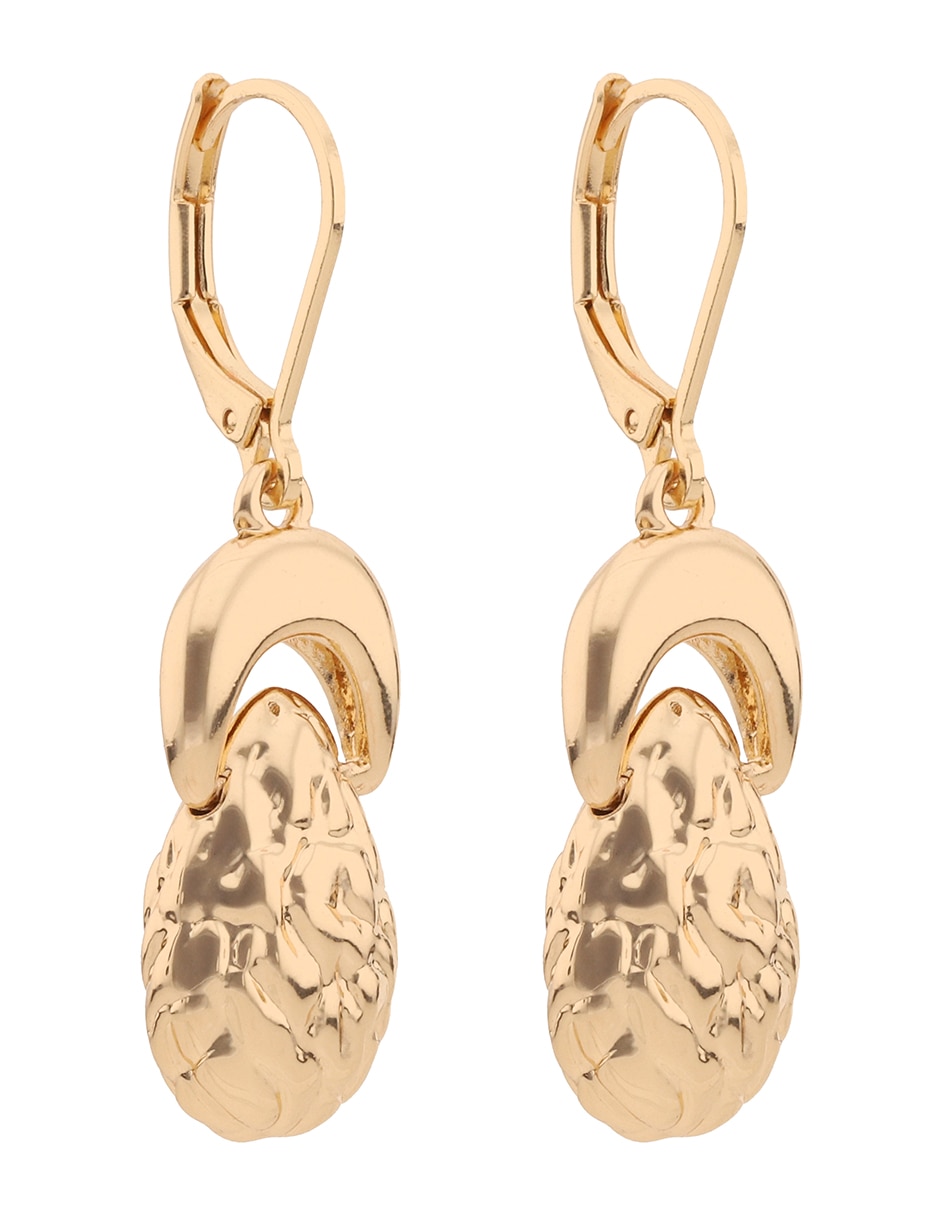 Aretes largos Gold Textures con acabado brillante 2