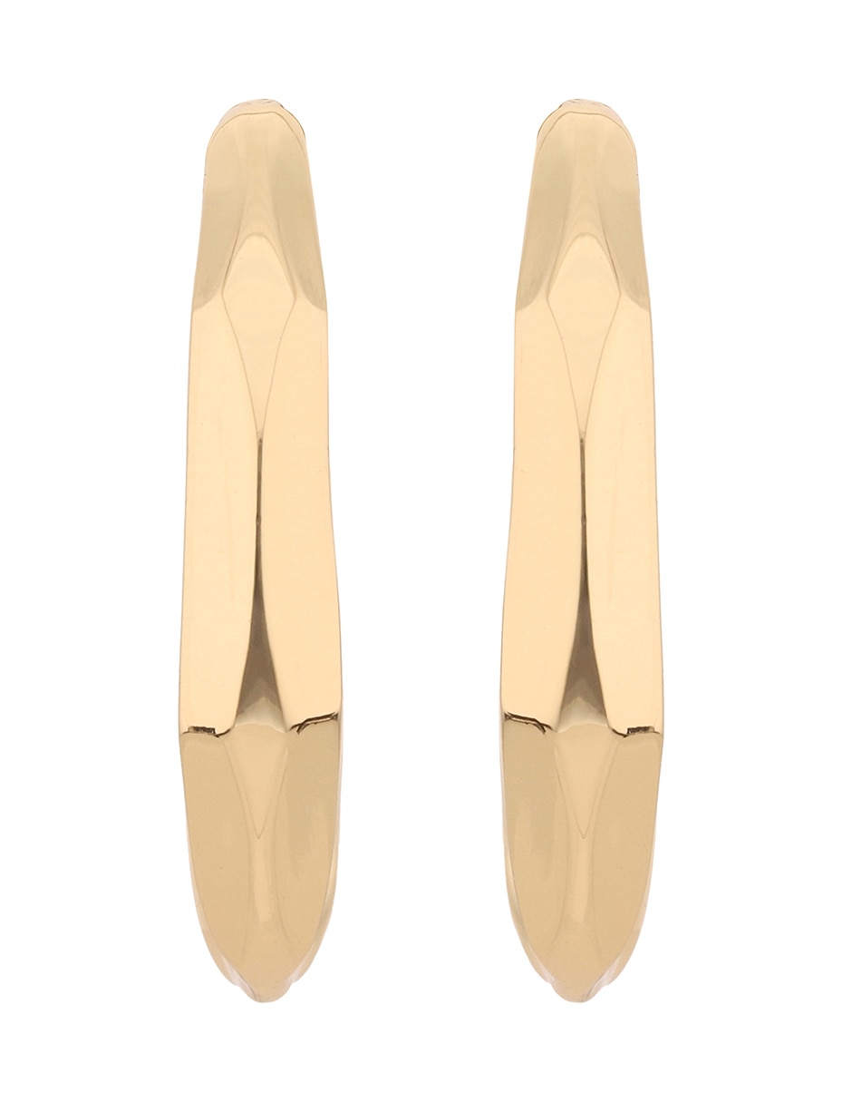 Aretes cortos de letra C Gold Facets con acabado brillante