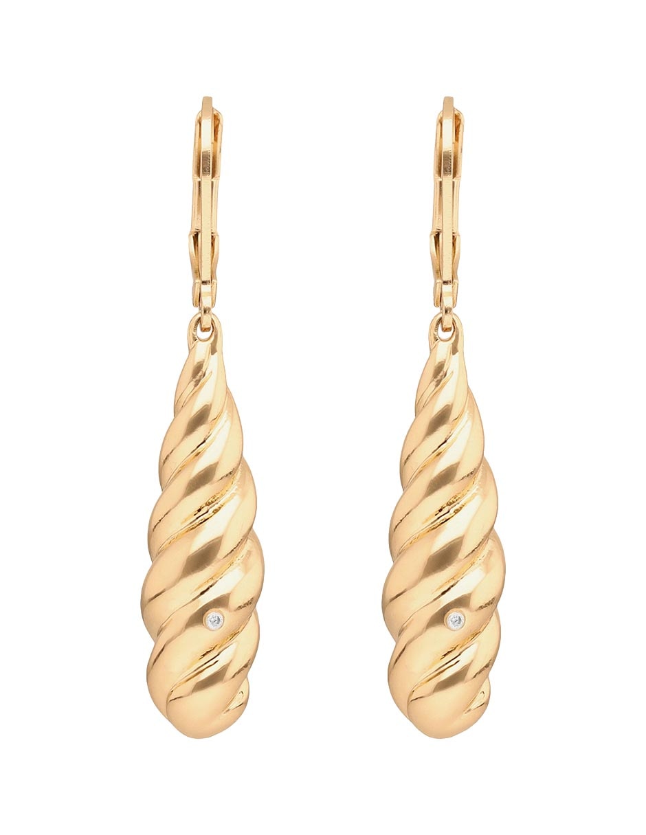 Aretes largos entrelazados Basic Mtl Ears F2 con acabado pulido
