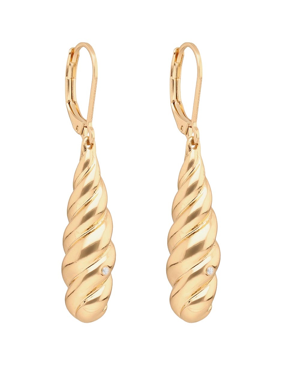Aretes largos entrelazados Basic Mtl Ears F2 con acabado pulido 2