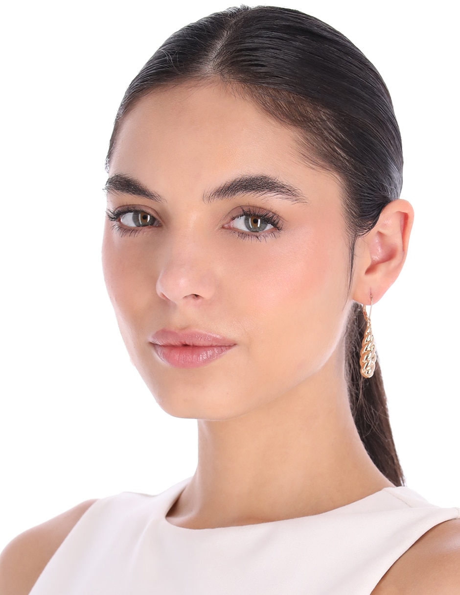 Aretes largos entrelazados Basic Mtl Ears F2 con acabado pulido 3
