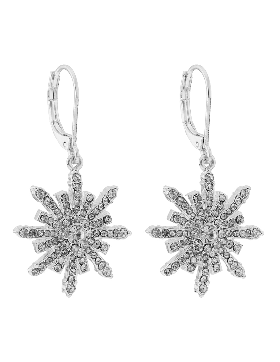 Aretes largos de copo de nieve Winter Sky con acabado plateado 2