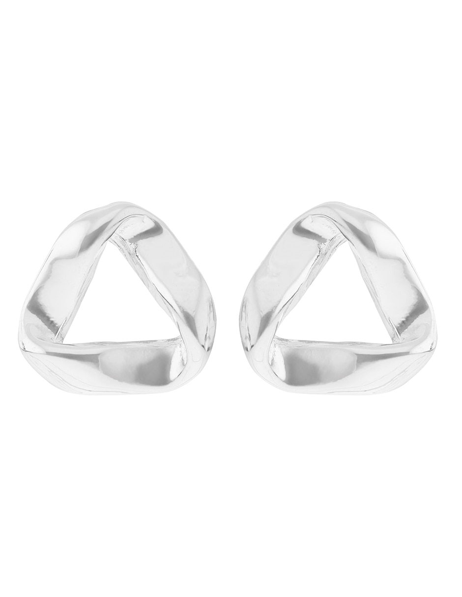 Aretes cortos triangulares Basic Mtl Ears F1 con acabado Plateado