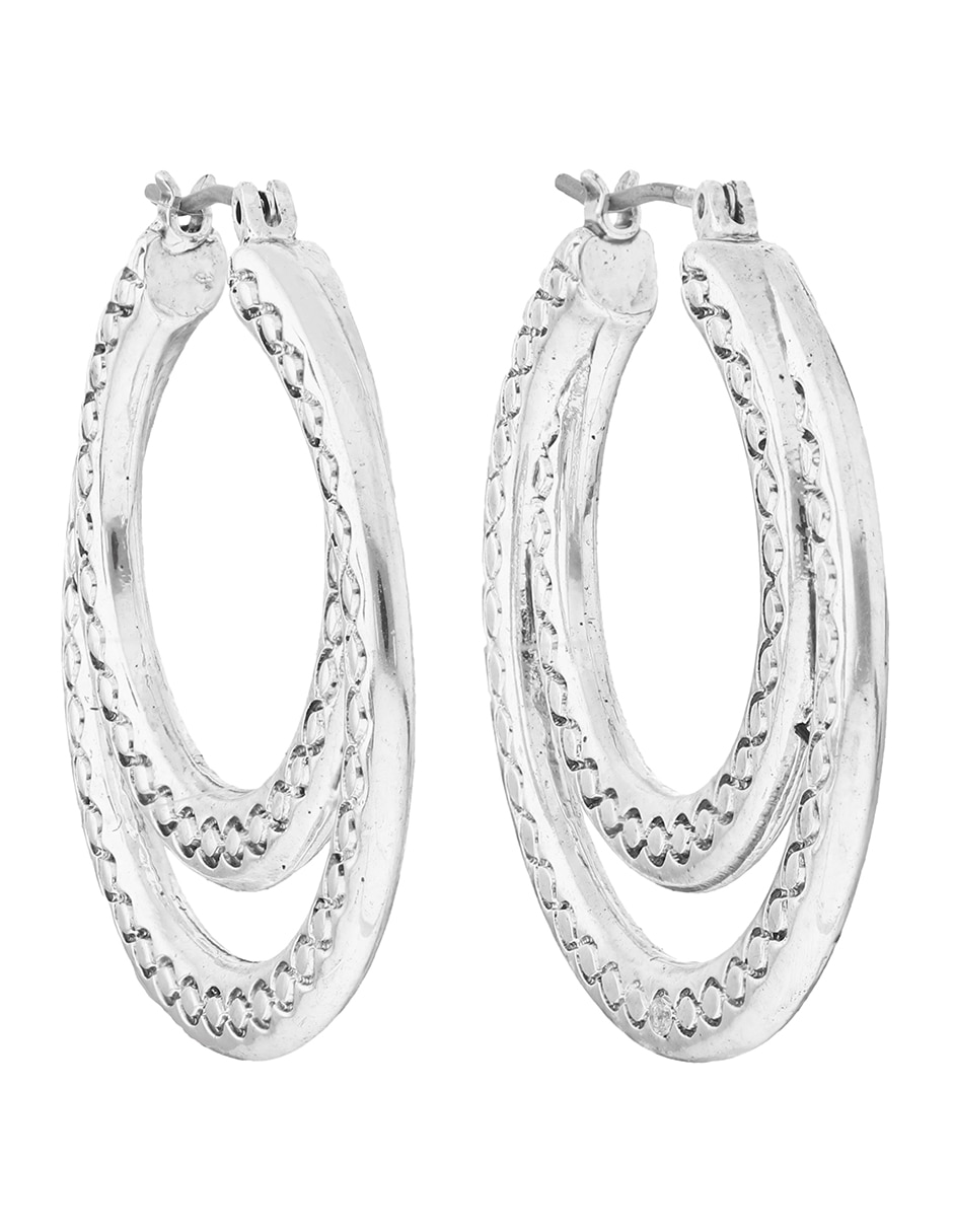 Arracadas circulares Basic Mtl Ears F2 con acabado plateado 2