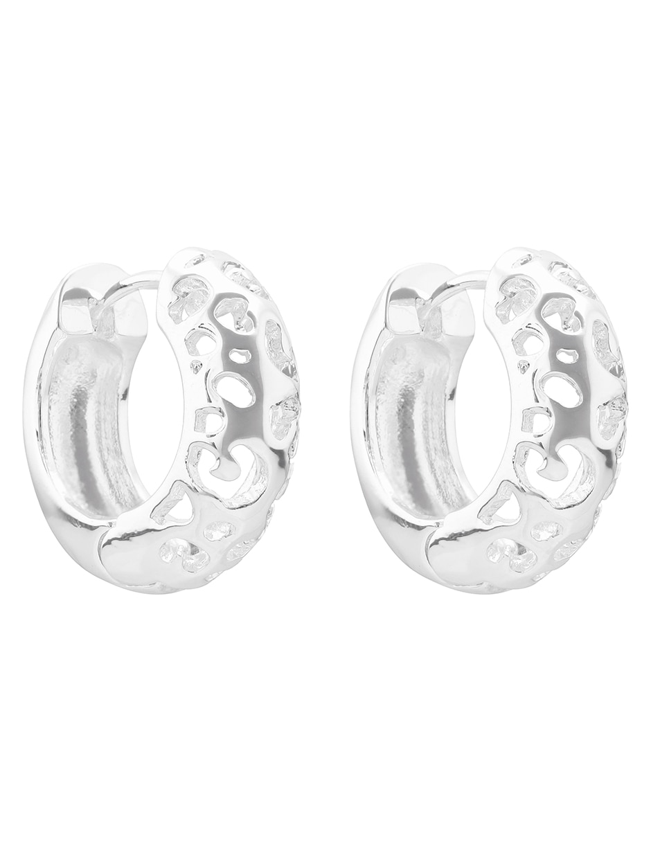 Aretes cortos circulares Metallic Animal con acabado brillante 2