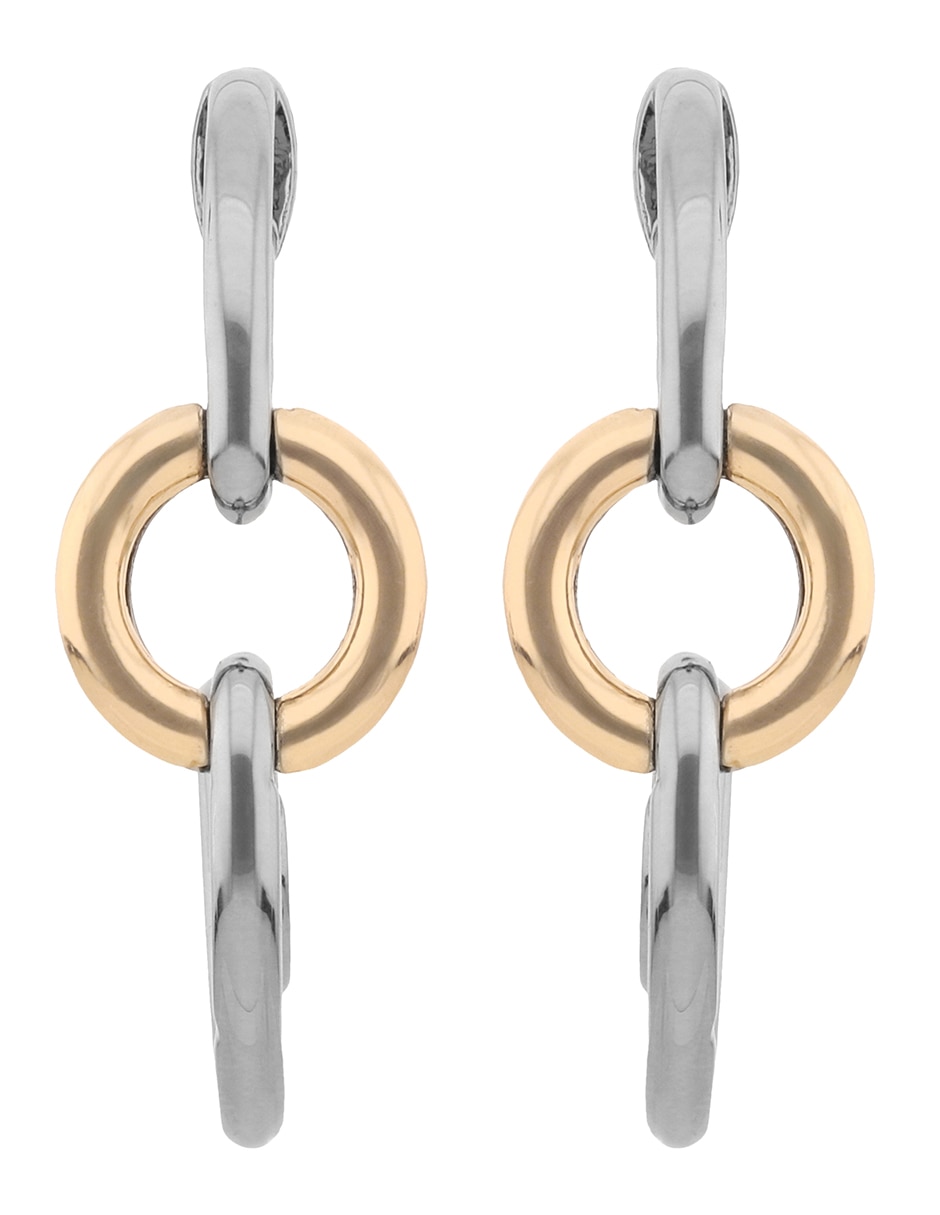 Aretes cortos circulares Two Tone Armor con acabado brillante