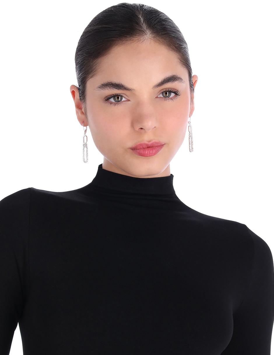 Aretes largos ovalados Social Ropes con acabado brillante 3