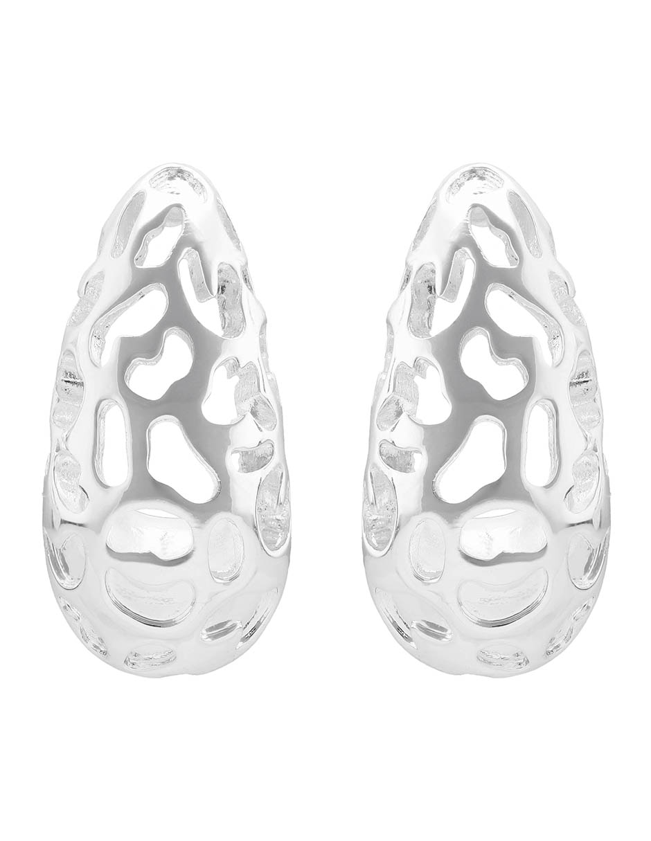 Aretes cortos circulares Metallic Animal con acabado brillante