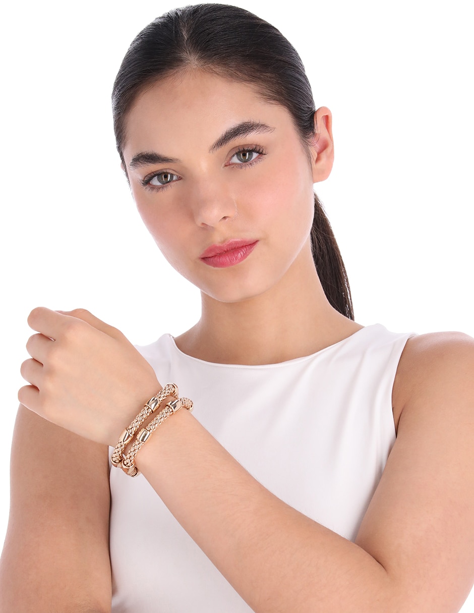 Multi-pulsera Gold Textures con acabado brillante 3