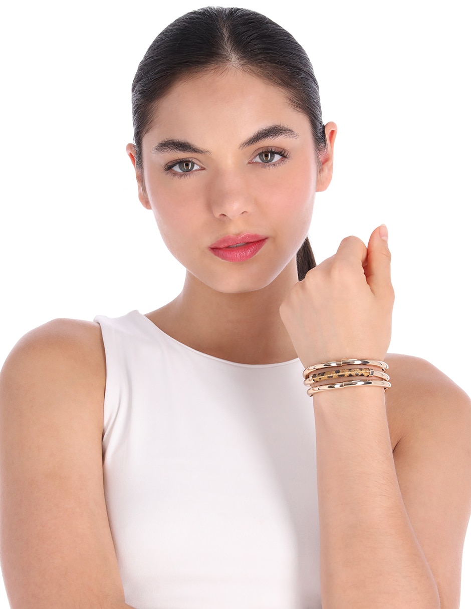 Multi-pulsera Leather Animal con acabado brillante 3