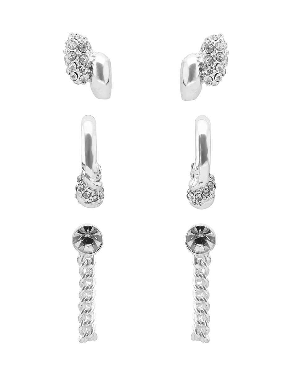 Set de aretes Social Ropes con acabado brillante
