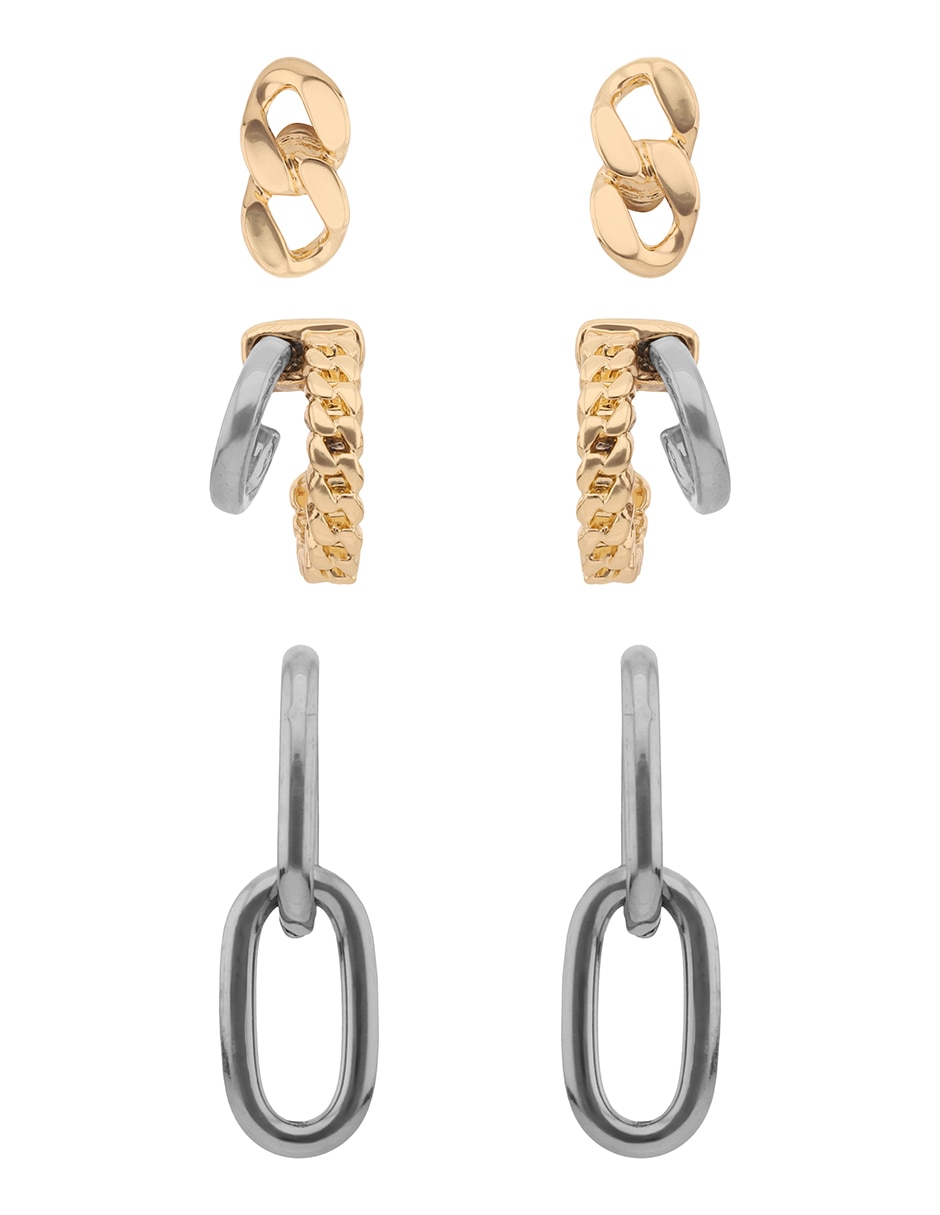 Set de aretes Two Tone Armor con acabado brillante
