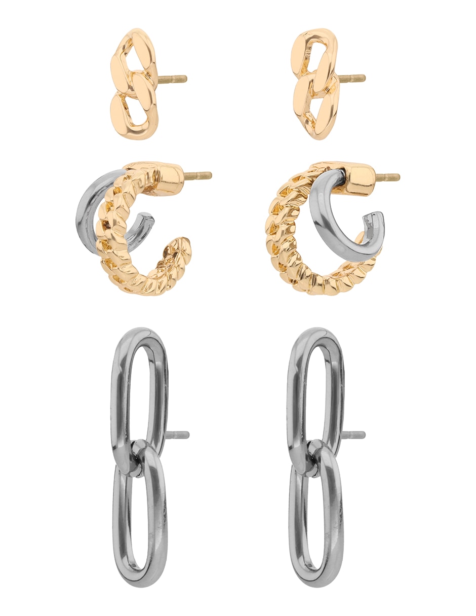 Set de aretes Two Tone Armor con acabado brillante 2