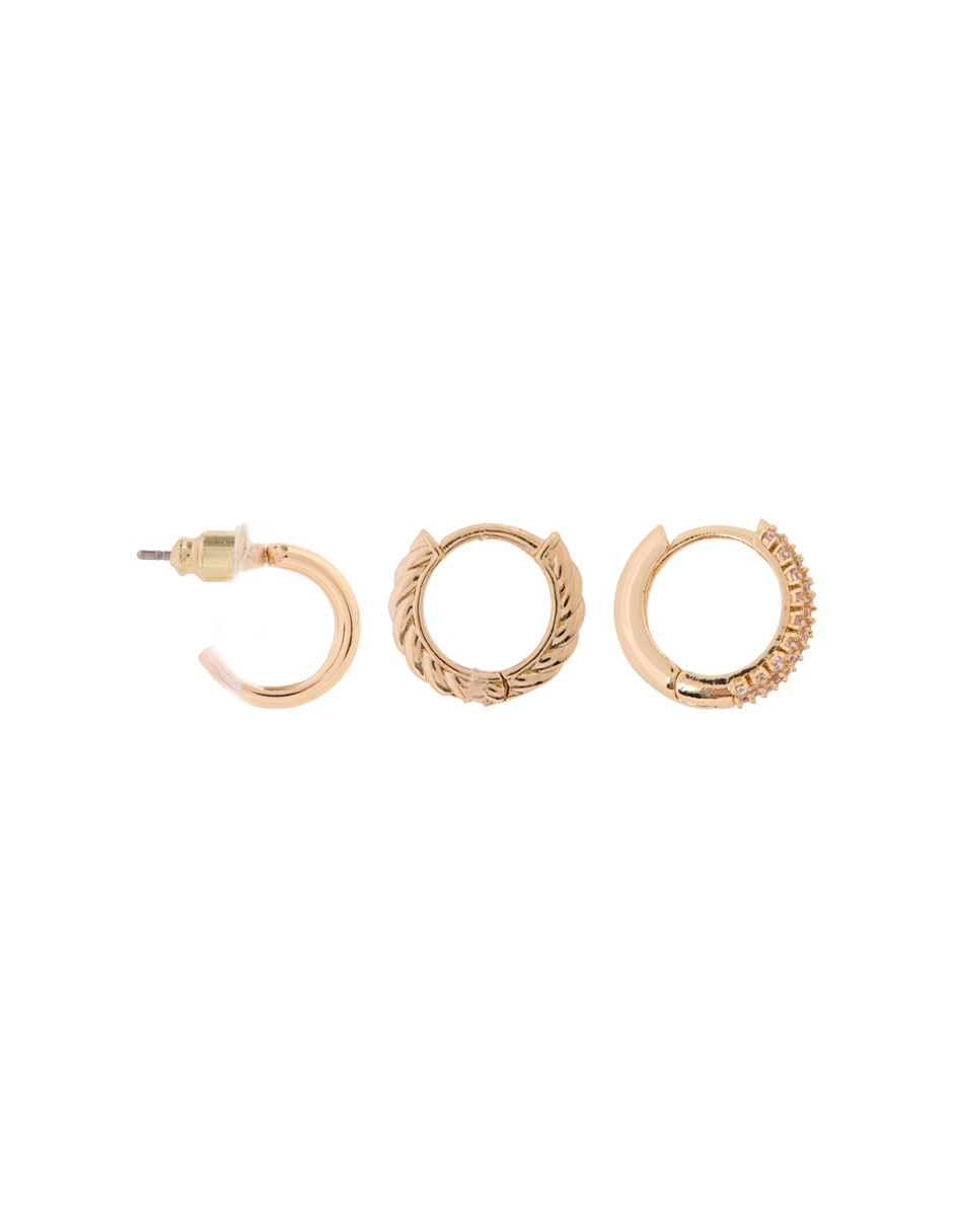 Set de aretes Mixed & Matched con acabado texturizado cristal 3