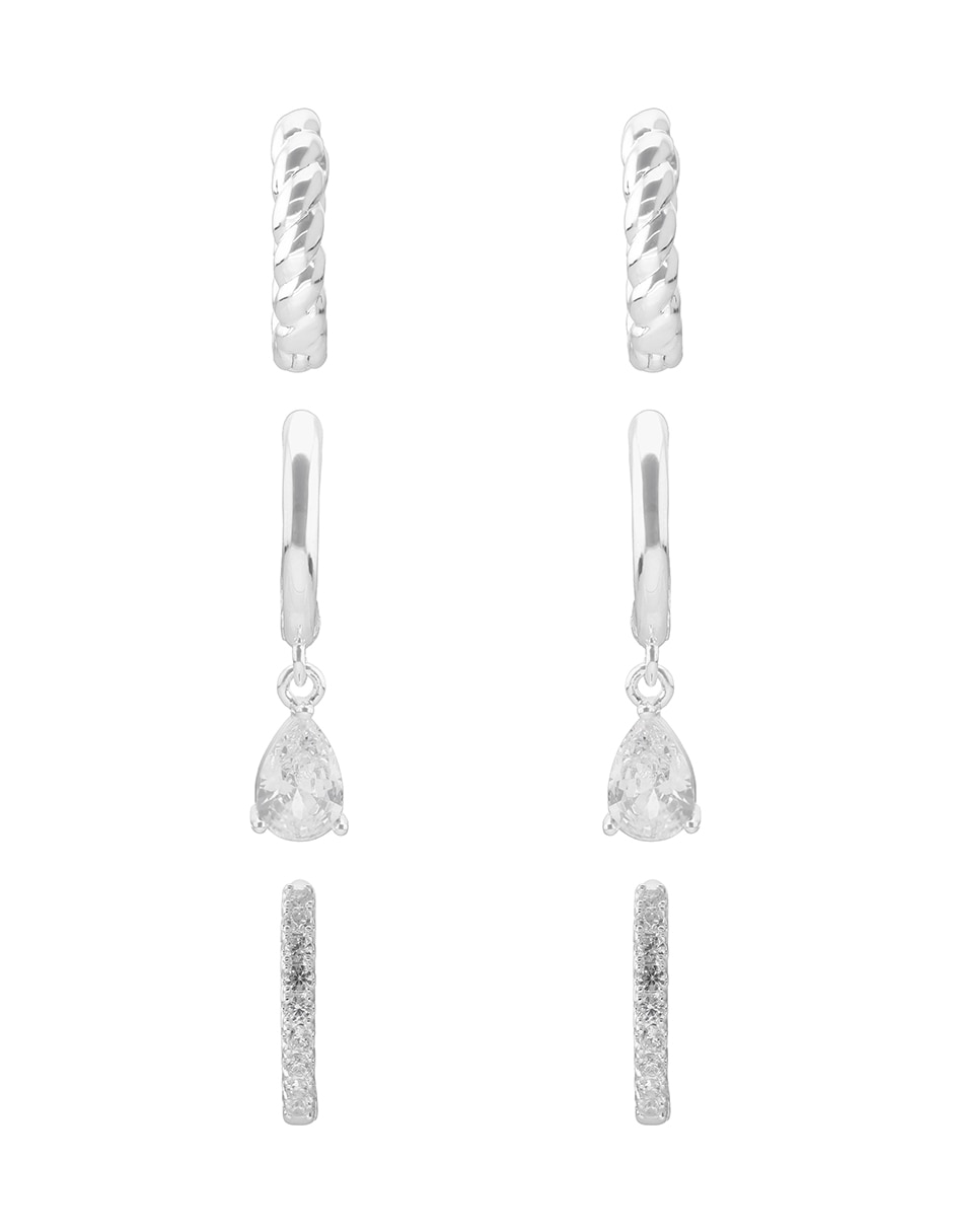 Set de aretes Mixed & Matched con acabado texturizado cristal