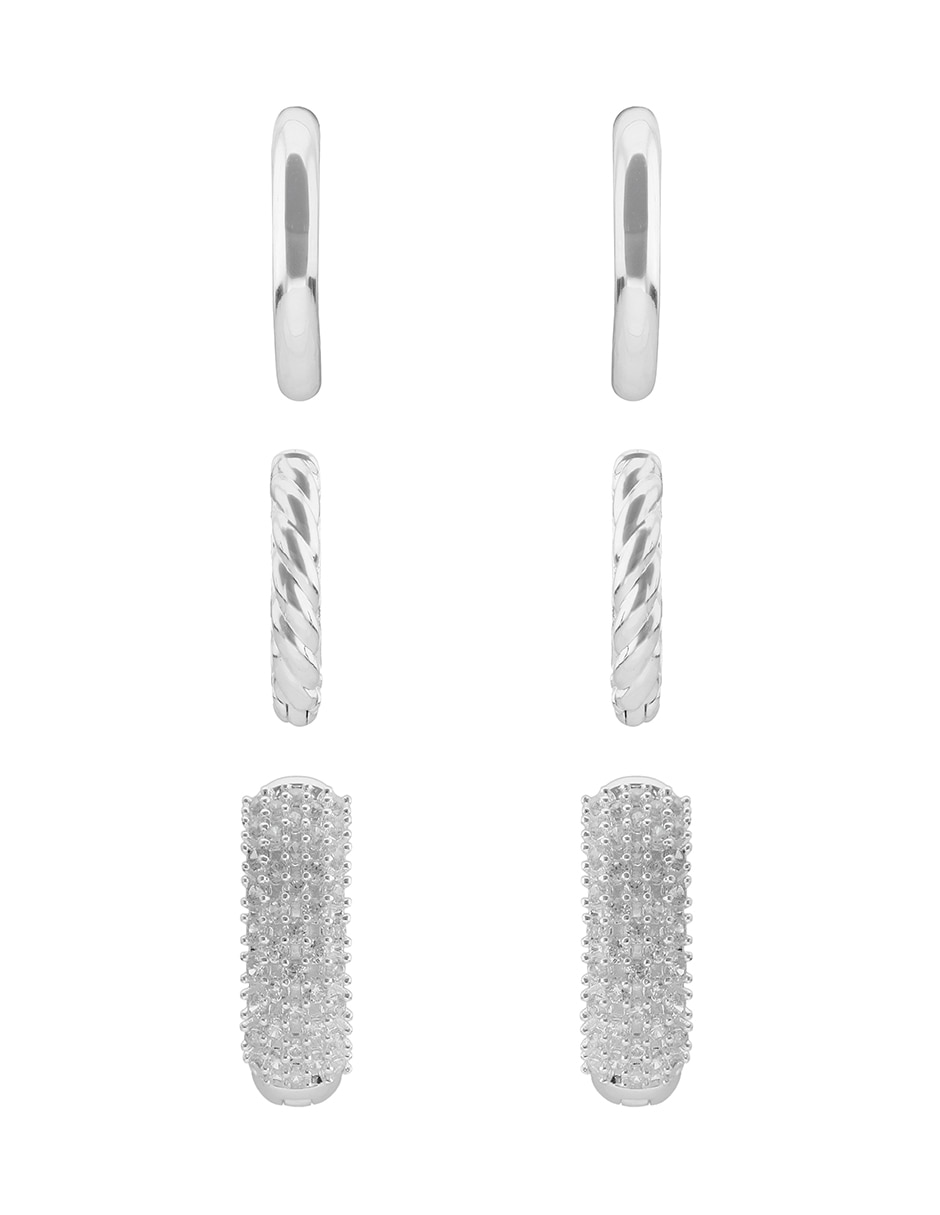 Set de aretes Mixed & Matched con acabado texturizado cristal