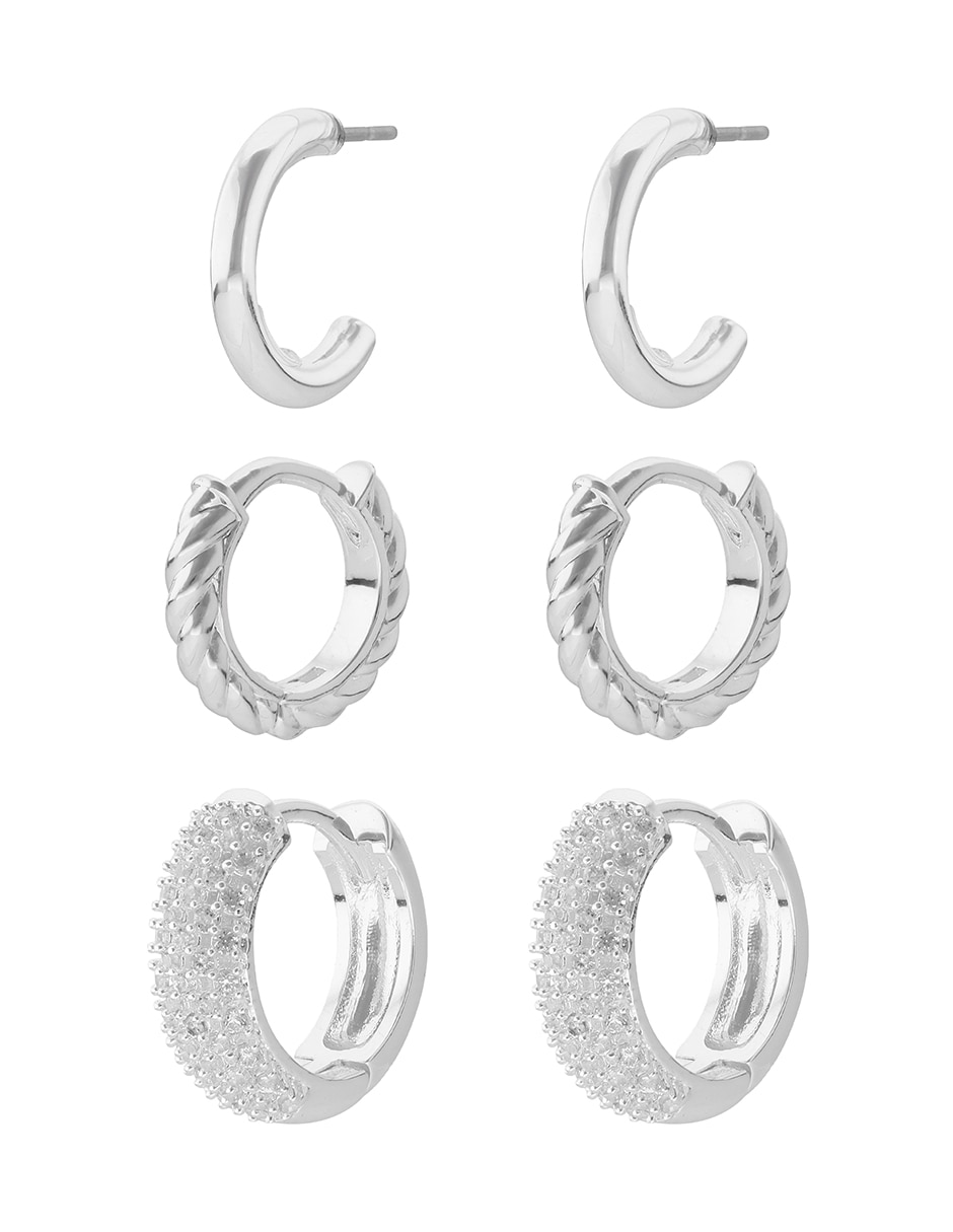 Set de aretes Mixed & Matched con acabado texturizado cristal 2