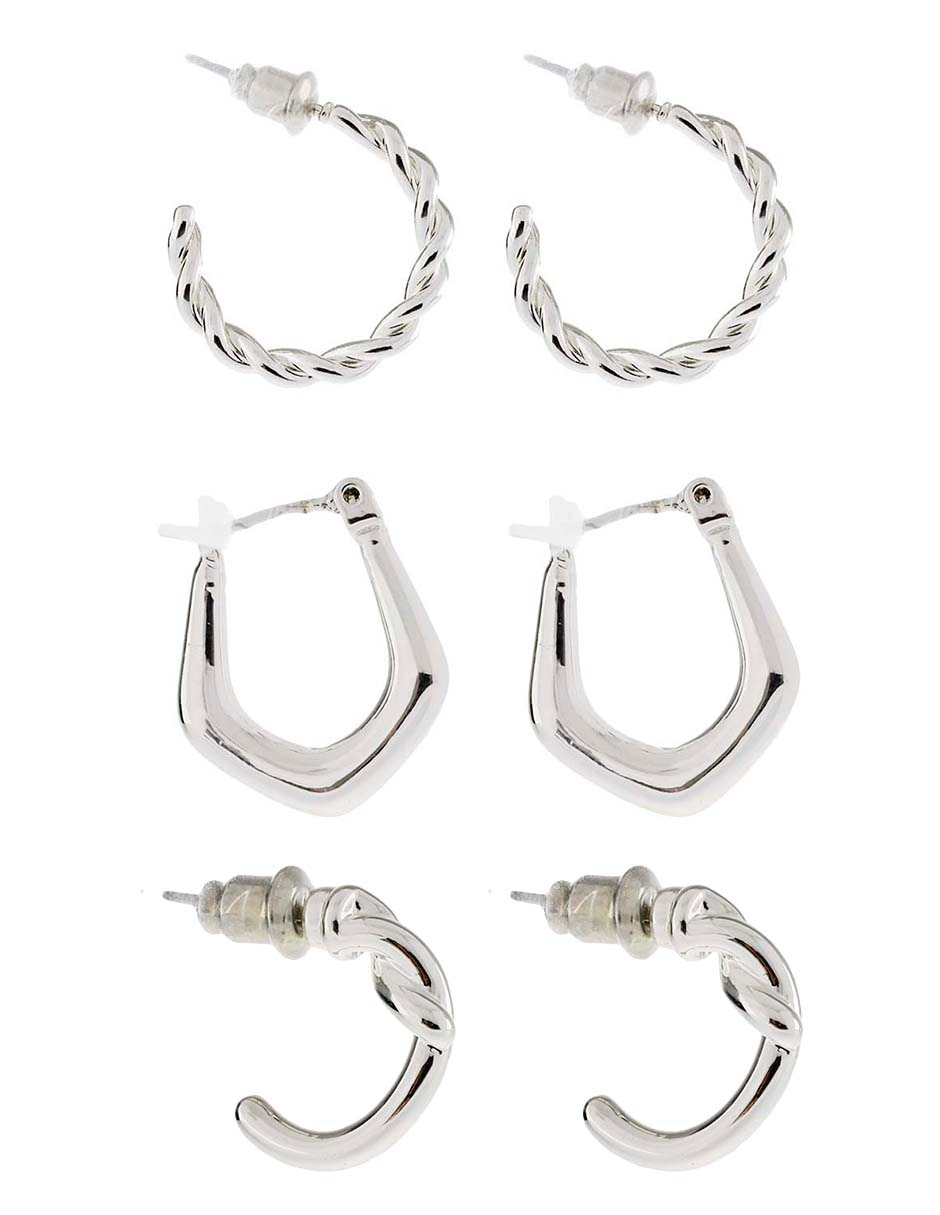 Set de aretes Mixed & Matched con acabado texturizado cristal 3