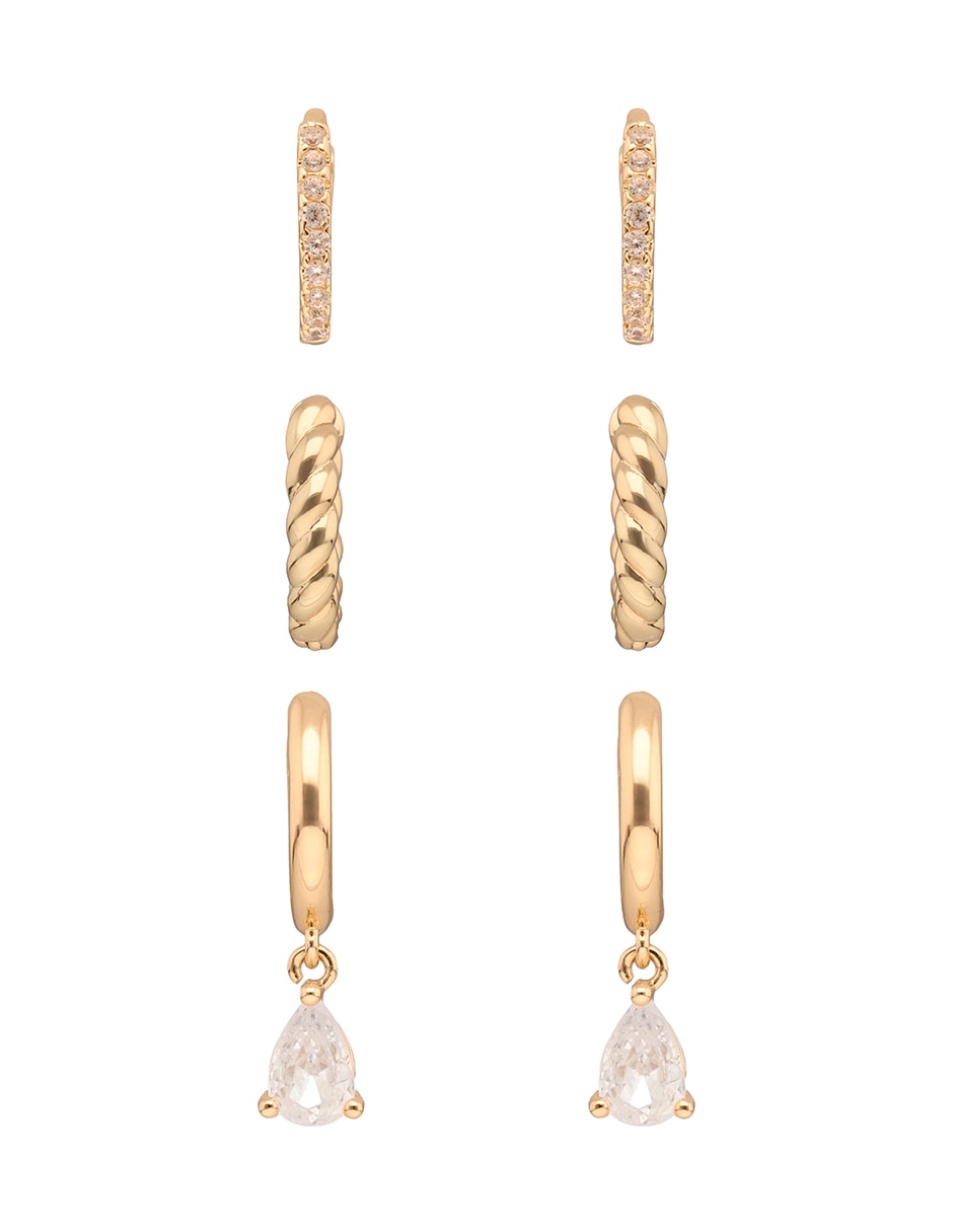 Aros Mixed & Matched con acabado texturizado cristal