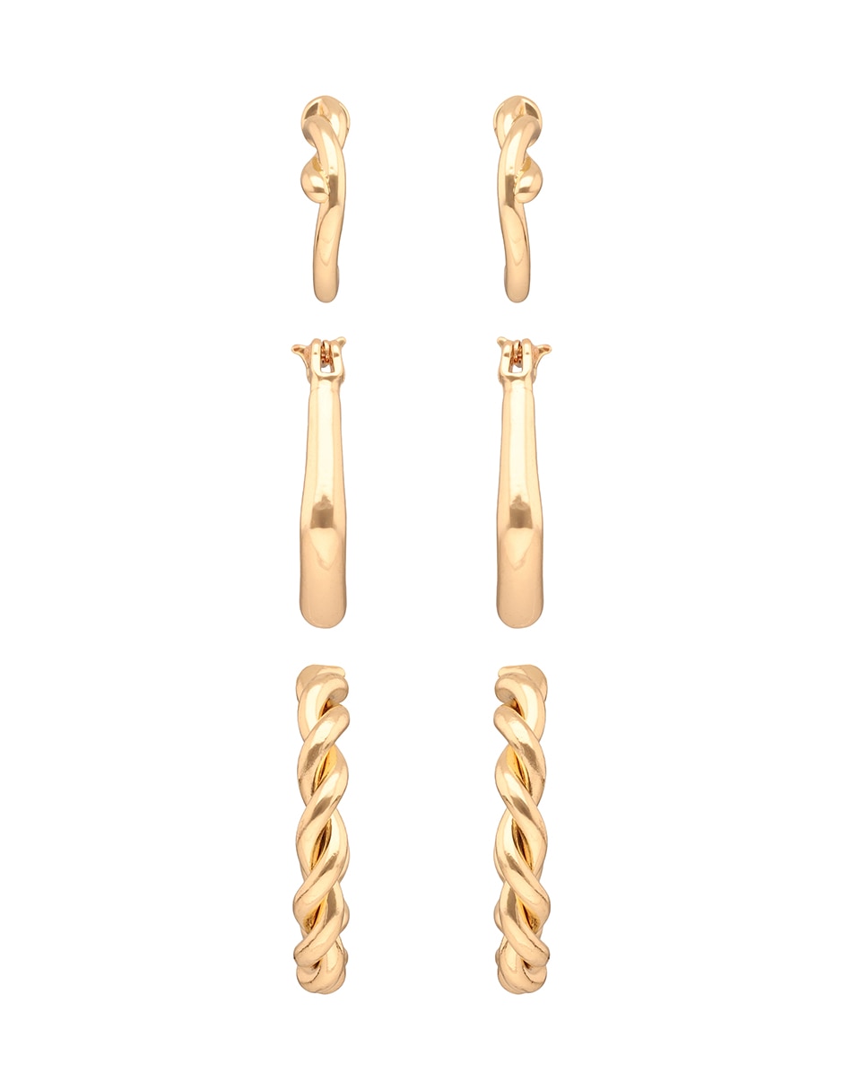 Set de aretes Mixed & Matched con acabado texturizado cristal