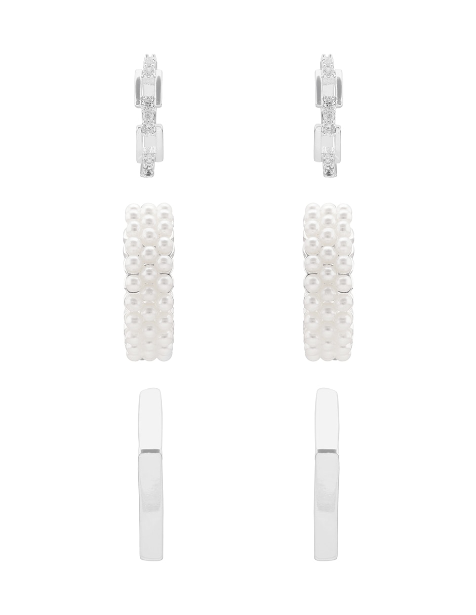 Set de aretes Mixed & Matched con acabado texturizado cristal