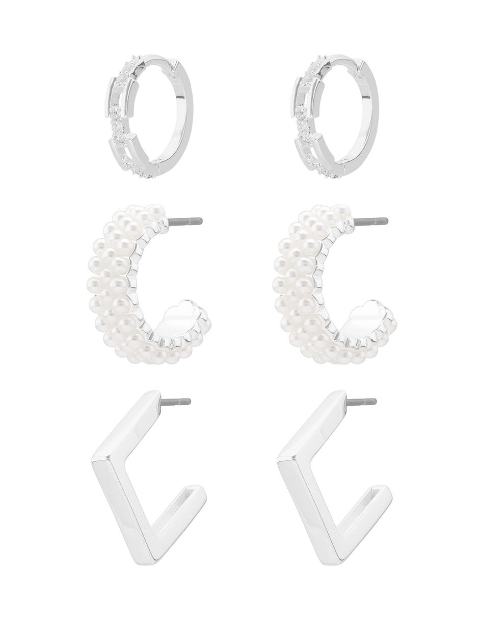 Set de aretes Mixed & Matched con acabado texturizado cristal 2