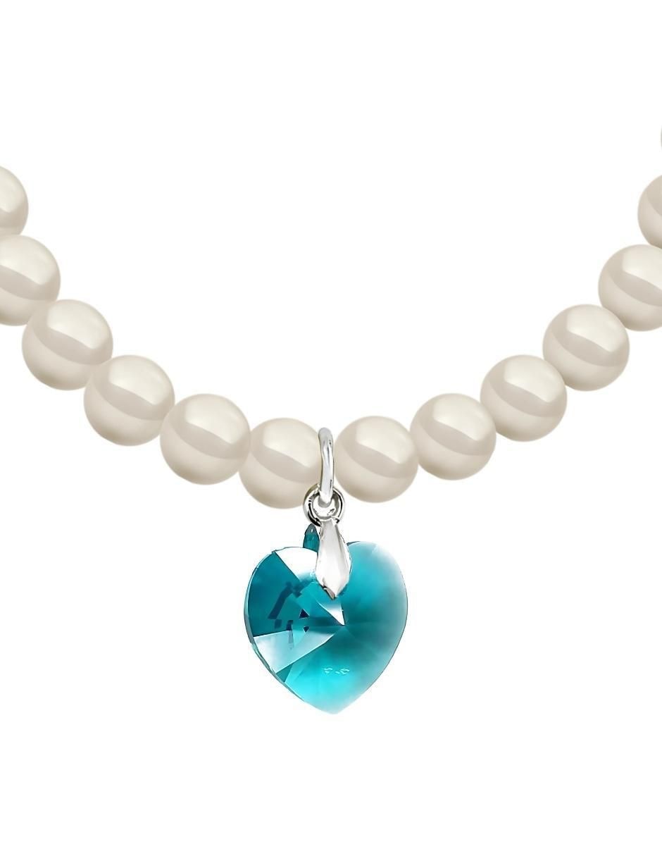Collar y pulsera de corazón Éclair de plata P925 cristal 7