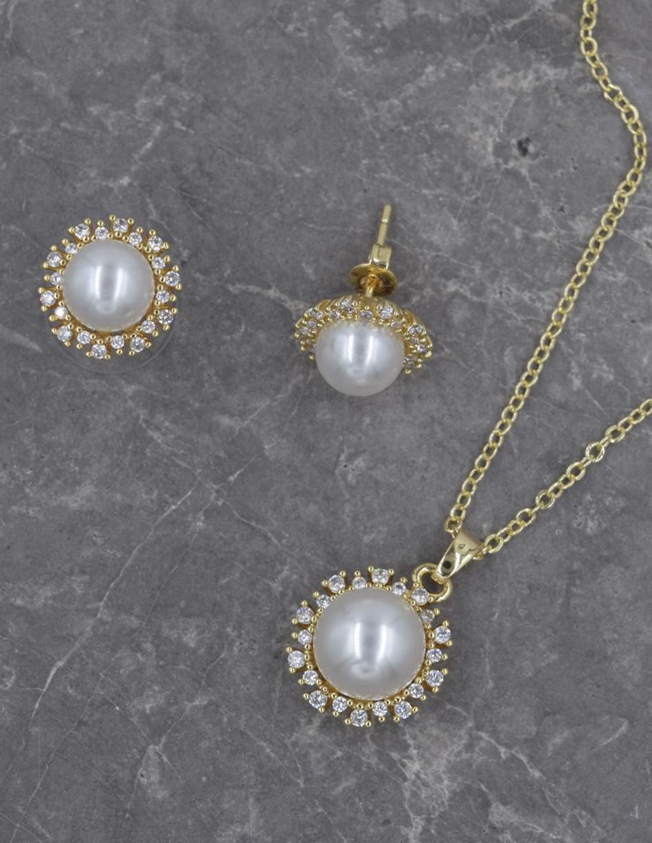 Aretes y collar de sol zirconia 4