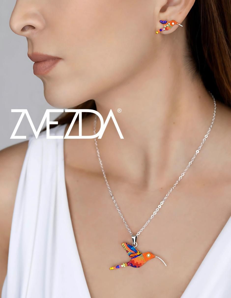Aretes y collar "de (si aplica)" colibrí zvezda élan no aplica "de" plata p 925 cristal