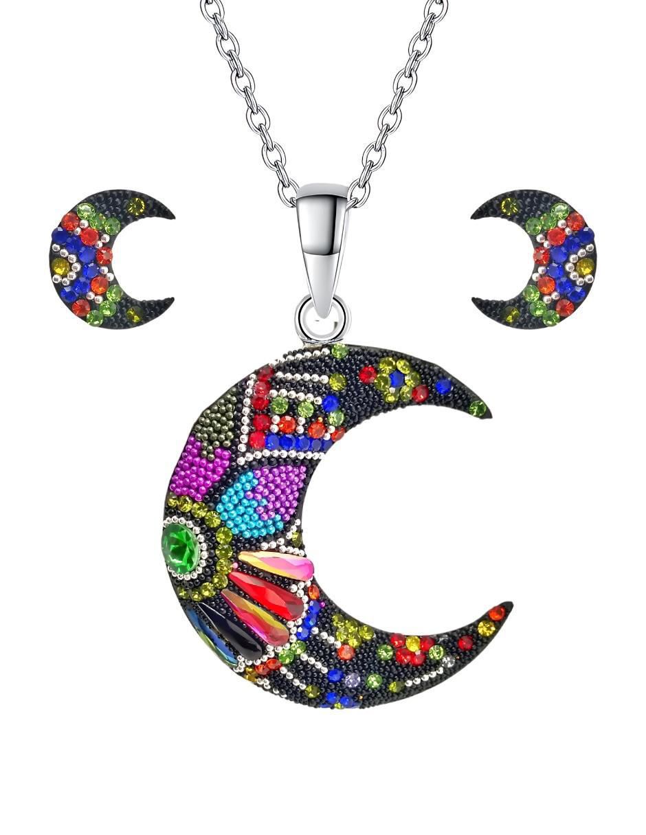 Aretes y collar "de (si aplica)" luna zvezda élan no aplica "de" plata p 925 cristal
