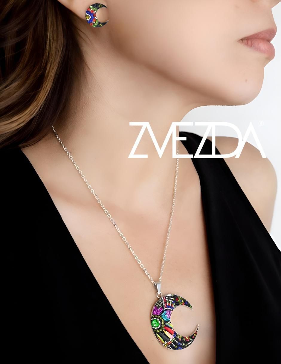 Aretes y collar "de (si aplica)" luna zvezda élan no aplica "de" plata p 925 cristal