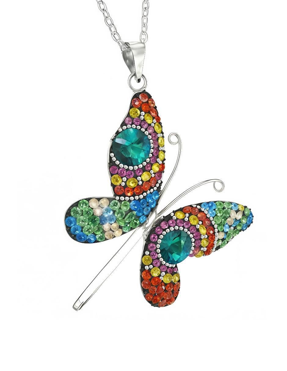 Aretes y collar de mariposa Élan de plata P925 cristal 3