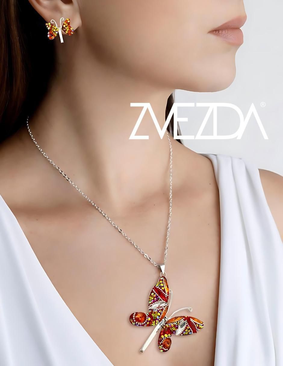 Aretes y collar "de (si aplica)" mariposa zvezda élan no aplica "de" plata p 925 cristal