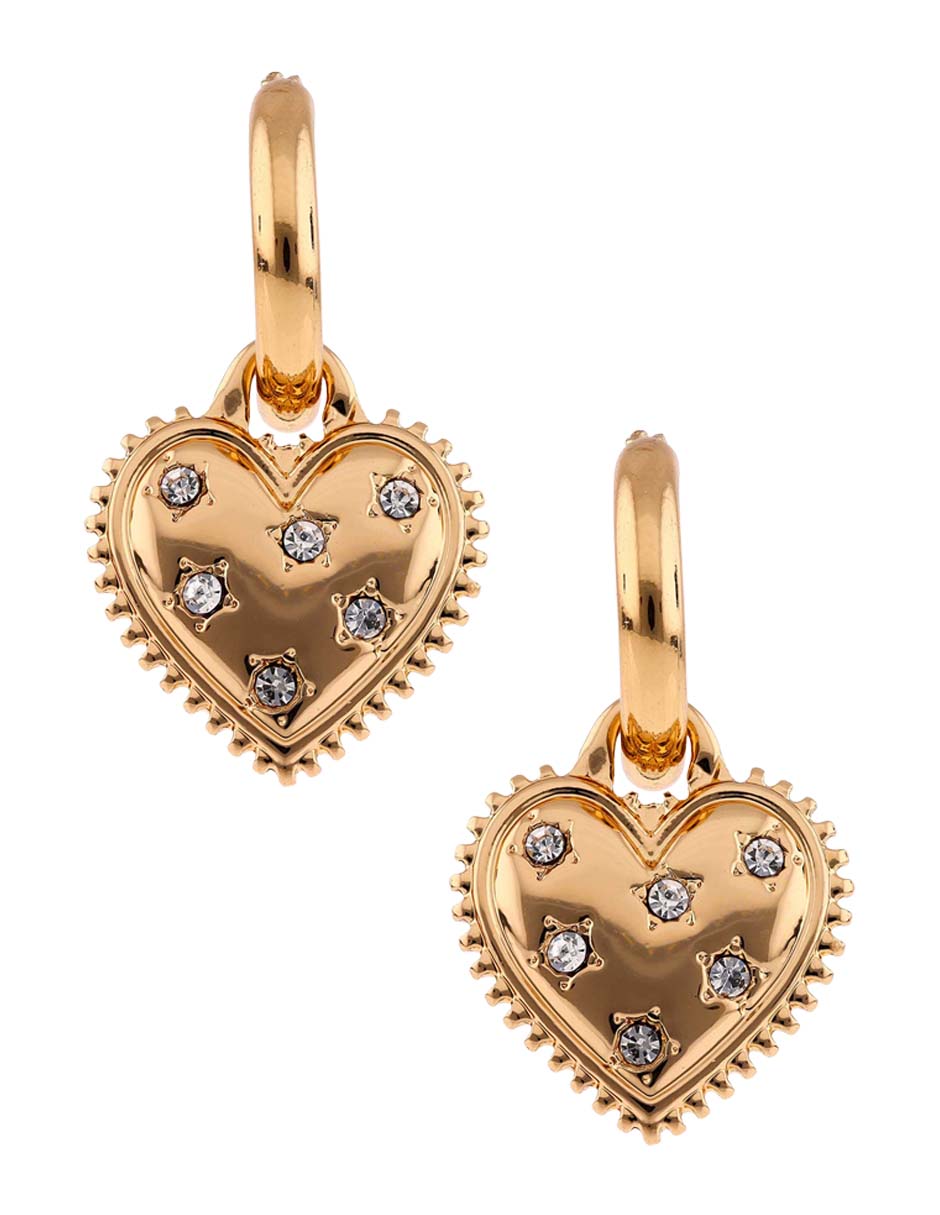Aretes de corazón con acabado brillante