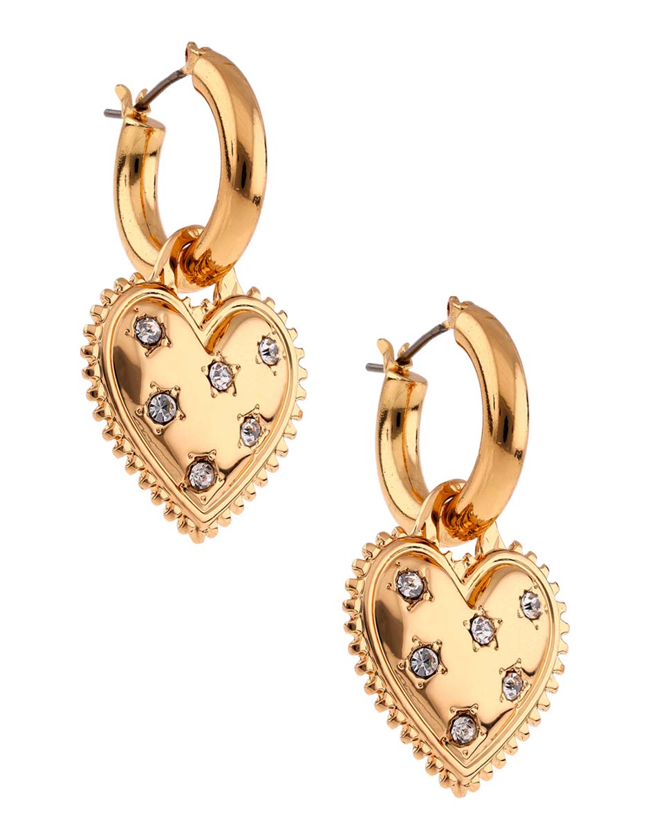Aretes de corazón con acabado brillante 2