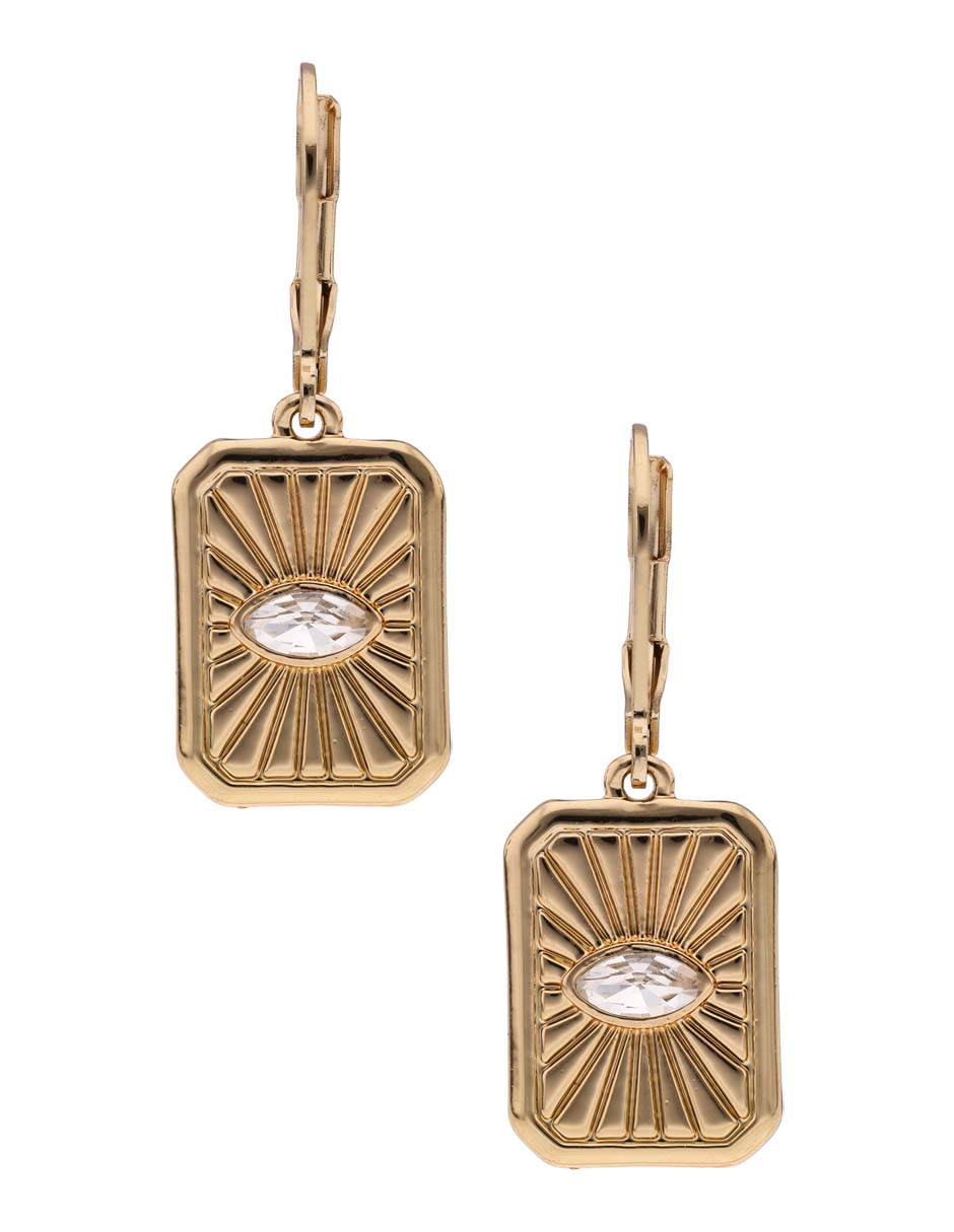 Aretes cortos rectangulares Golden Charms con acabado brillante