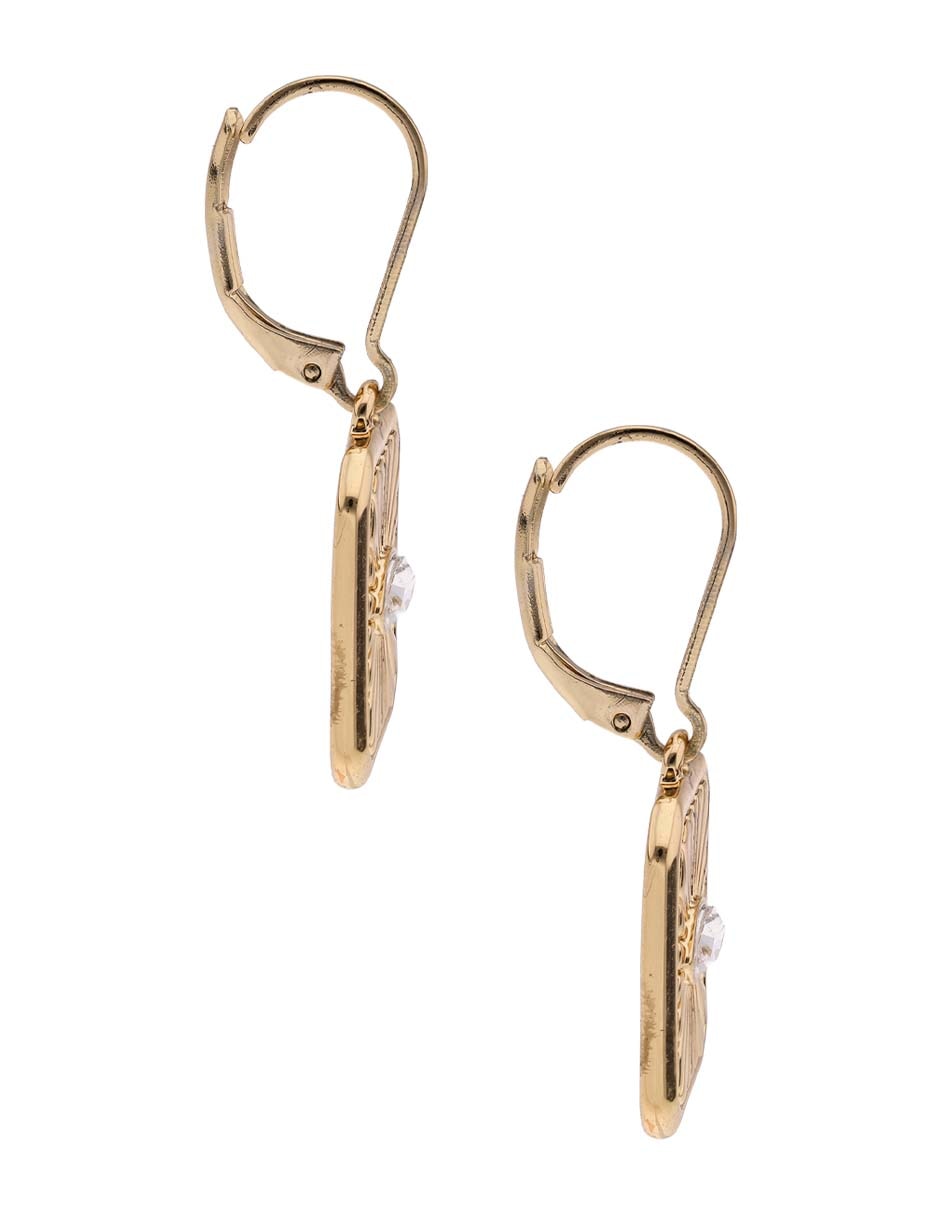 Aretes cortos rectangulares Golden Charms con acabado brillante 3